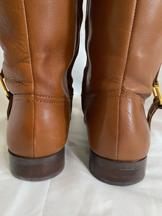 Lauren Ralph Lauren Cognac Leather Bernadine Riding Boots, Women’s Size 10B - Picture 11 of 16